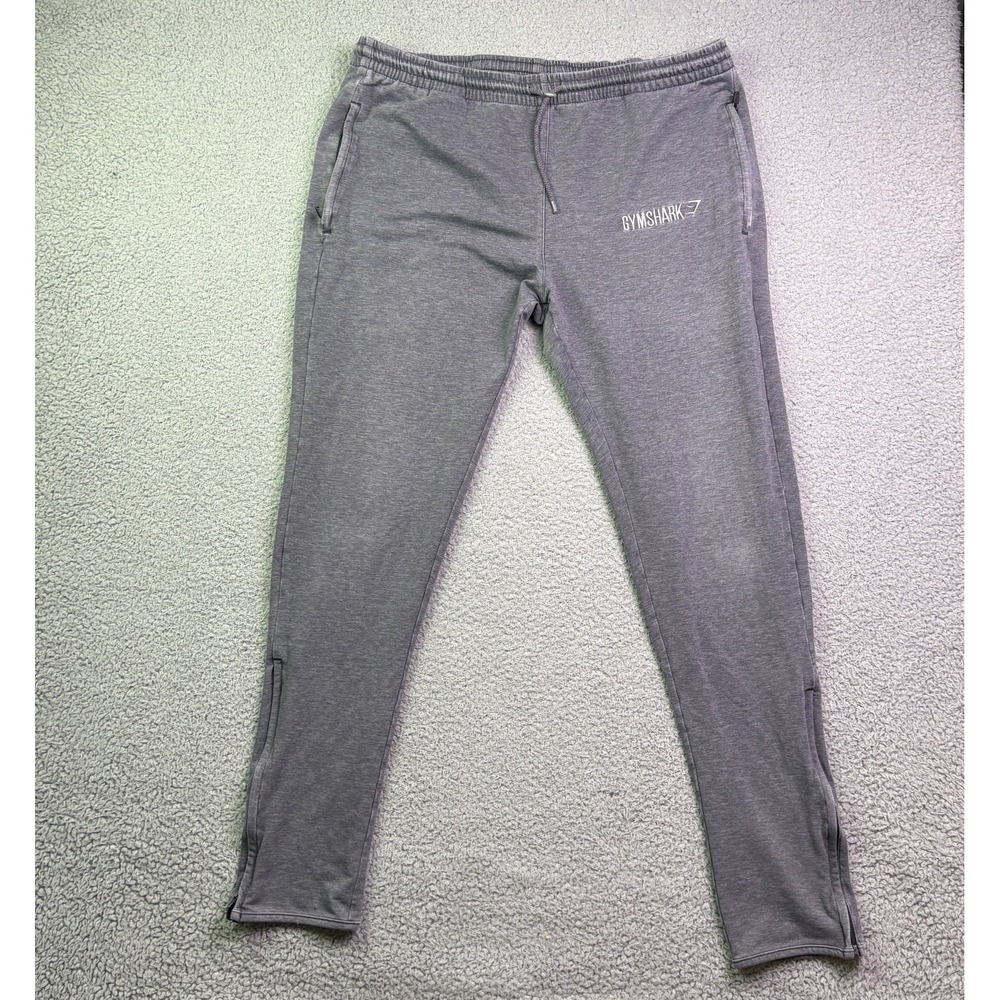 GymShark Crest Sweatpants Mens XL Gray Joggers Fleece Tapered Gym Activewear - Picture 1 of 9